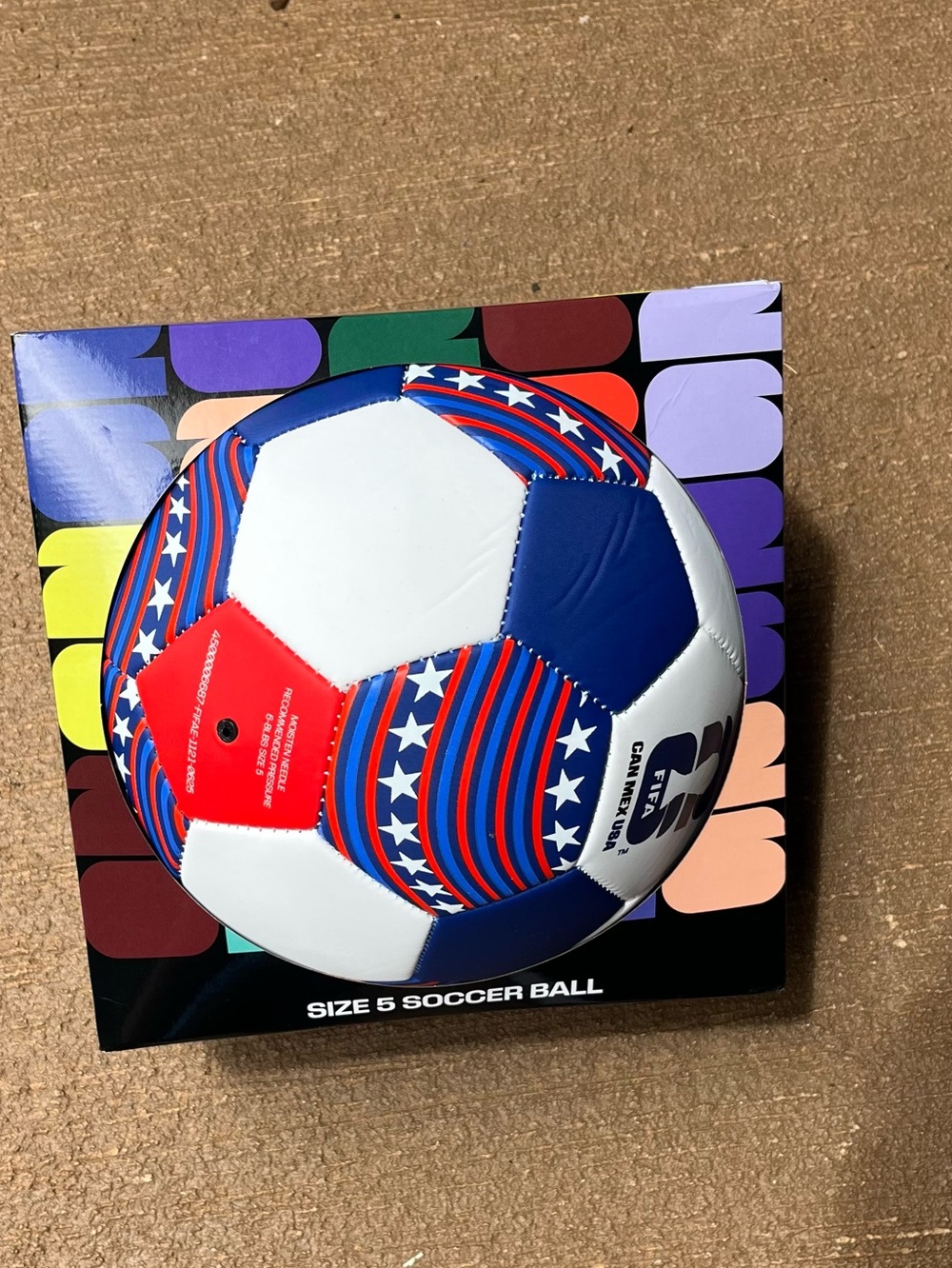Size 5 Red, White & Blue Soccer Ball - Unbranded